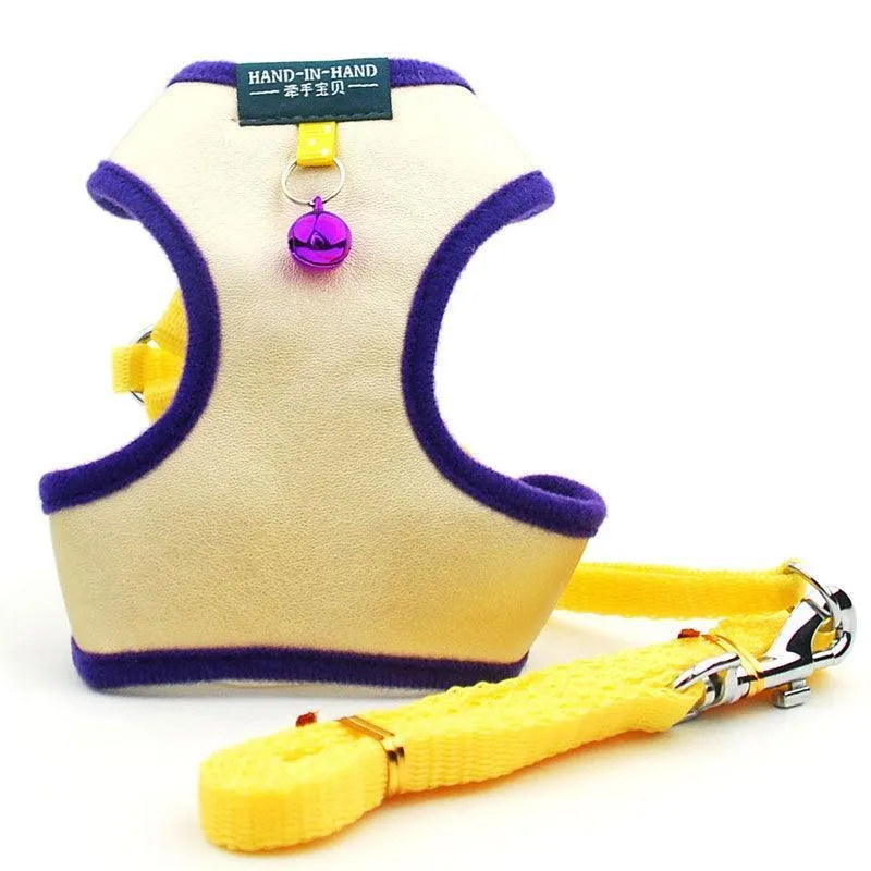 Imitation Leather Cat Harness Vest Leash 7 Color Cat Lead