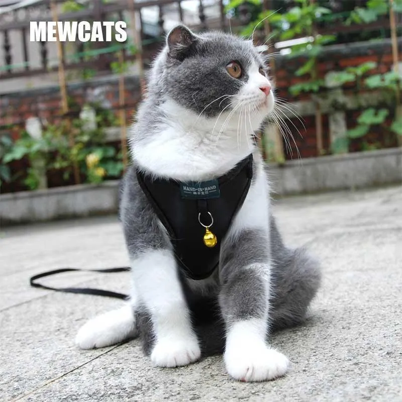 Imitation Leather Cat Harness Vest Leash 7 Color Cat Lead