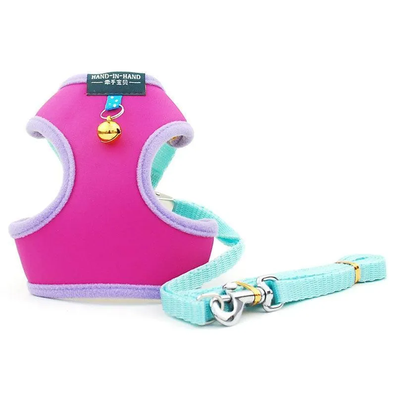 Imitation Leather Cat Harness Vest Leash 7 Color Cat Lead