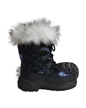Inessa Girls' Fur Trim Winter Snow Boot Navy Floral