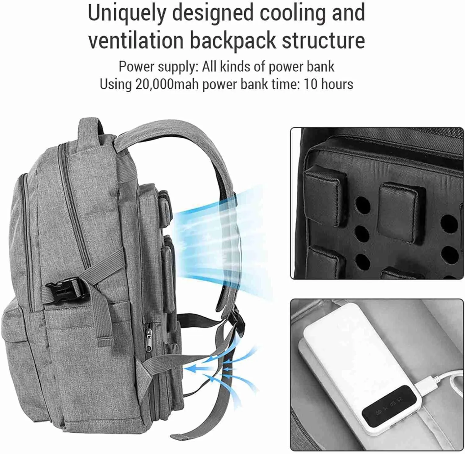 Insulated Cooler Backpack, Lightweight Leak Proof Backpack Cooler Bag Soft Lunch Backpack,Grey (Grey)