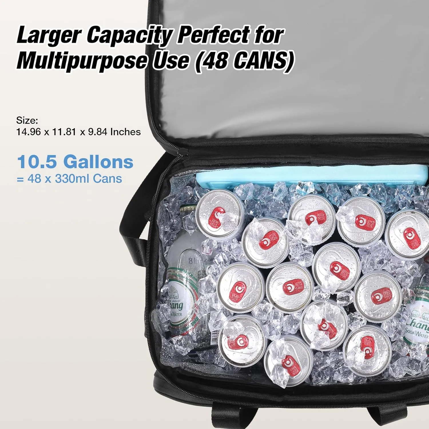 Insulated Cooler Bag 48/75 Cans, Soft Sided Portable Lunch Bag Coolers w/Zippered Top, Leak Proof PVC Interlayer, 5-Layer Insulation Large Ice Chest Bag for Travel, Camping, Beach, Picnic