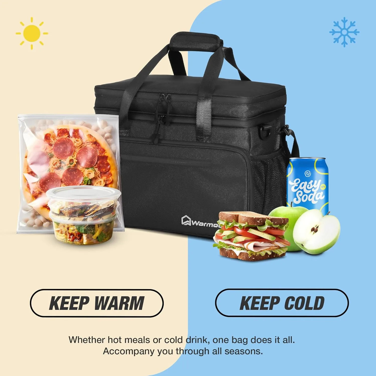Insulated Cooler Bag 48/75 Cans, Soft Sided Portable Lunch Bag Coolers w/Zippered Top, Leak Proof PVC Interlayer, 5-Layer Insulation Large Ice Chest Bag for Travel, Camping, Beach, Picnic