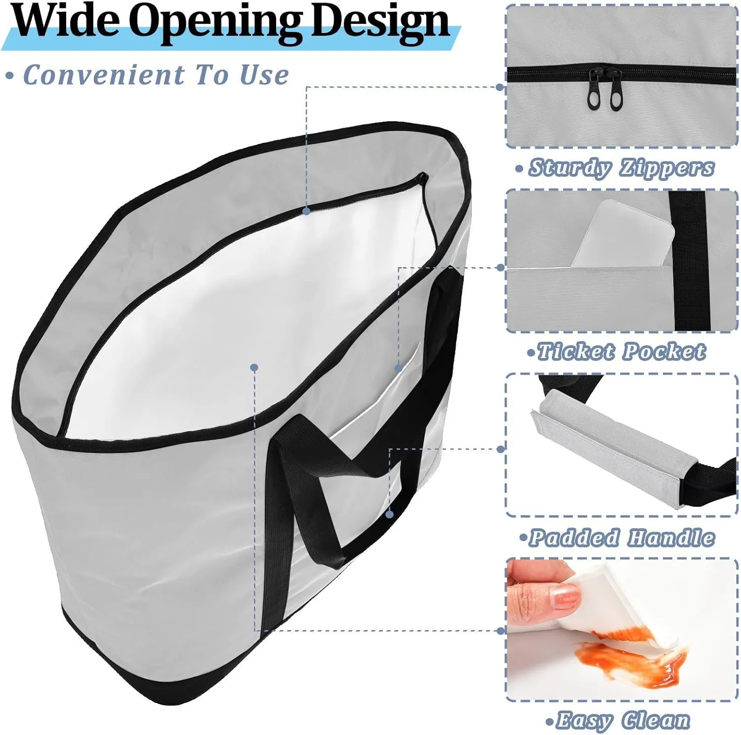 Insulated Cooler Tote Bag Keeps Food Hot or Cold Reusable Shopping Bags for Groceries with Zipper for Beach Travel Picnics
