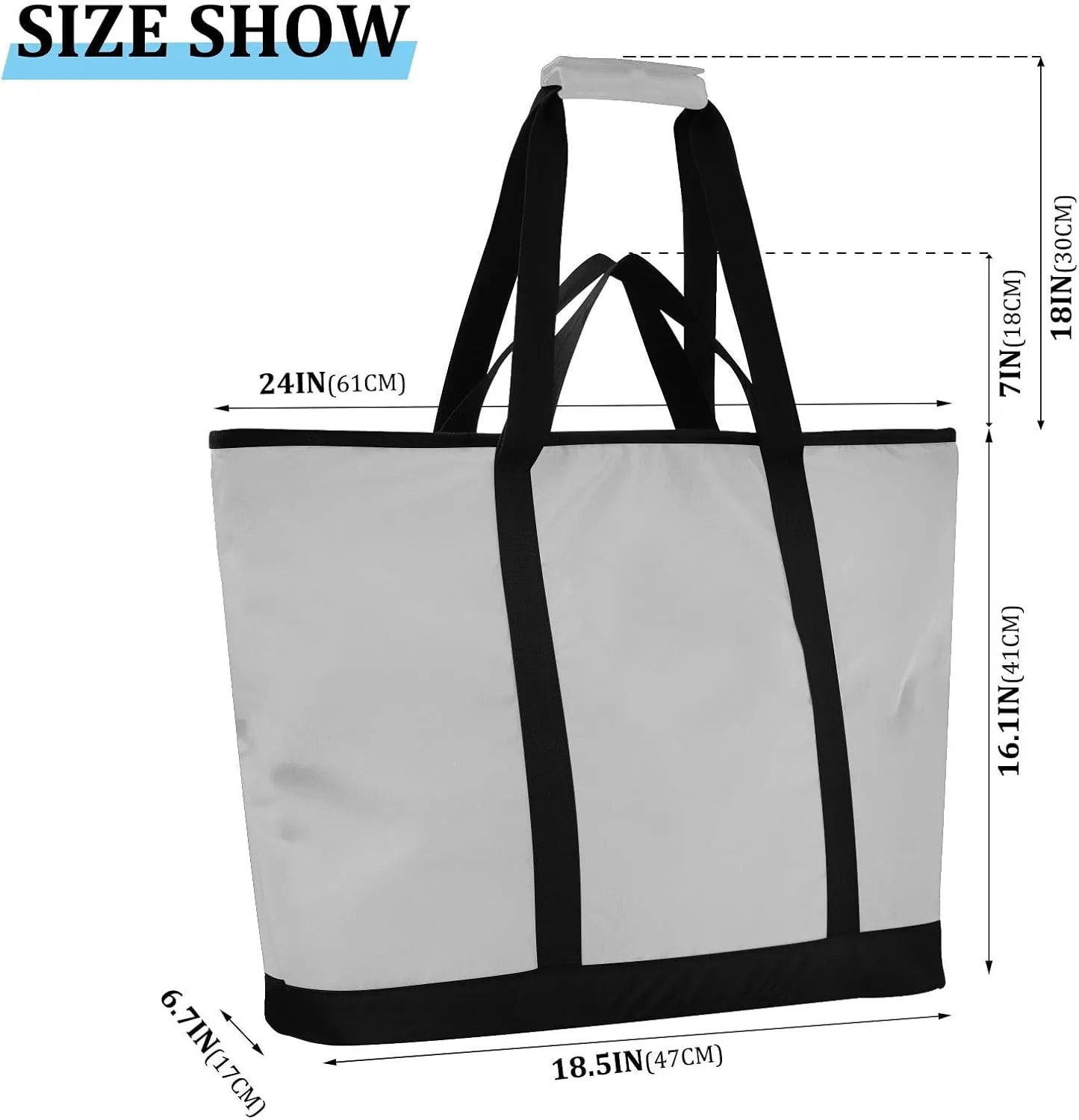 Insulated Cooler Tote Bag Keeps Food Hot or Cold Reusable Shopping Bags for Groceries with Zipper for Beach Travel Picnics