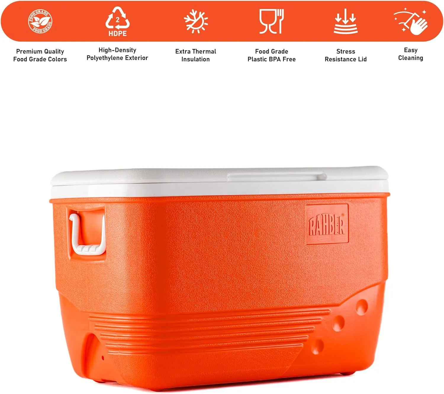 Insulated Large Cooler Portable Ice Box Hard Heavy Duty Ice Chest for Camping Tailgating Beach Picnic 31.7/44.4/60.2 Qts