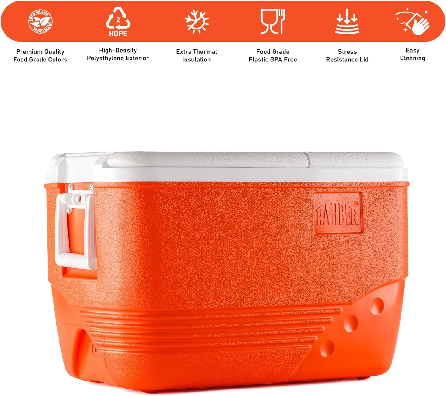Insulated Large Cooler Portable Ice Box Hard Heavy Duty Ice Chest for Camping Tailgating Beach Picnic 31.7/44.4/60.2 Qts