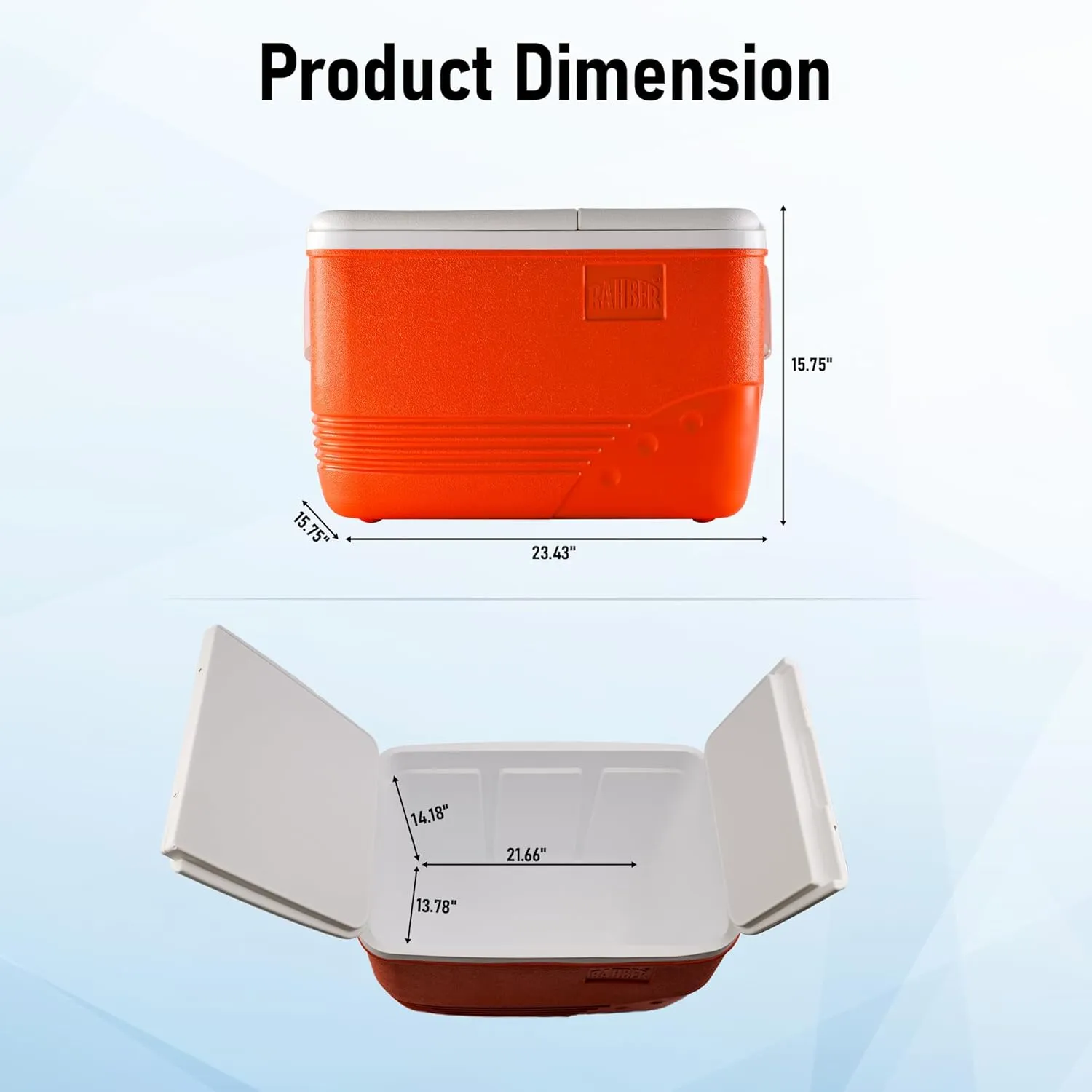 Insulated Large Cooler Portable Ice Box Hard Heavy Duty Ice Chest for Camping Tailgating Beach Picnic 31.7/44.4/60.2 Qts
