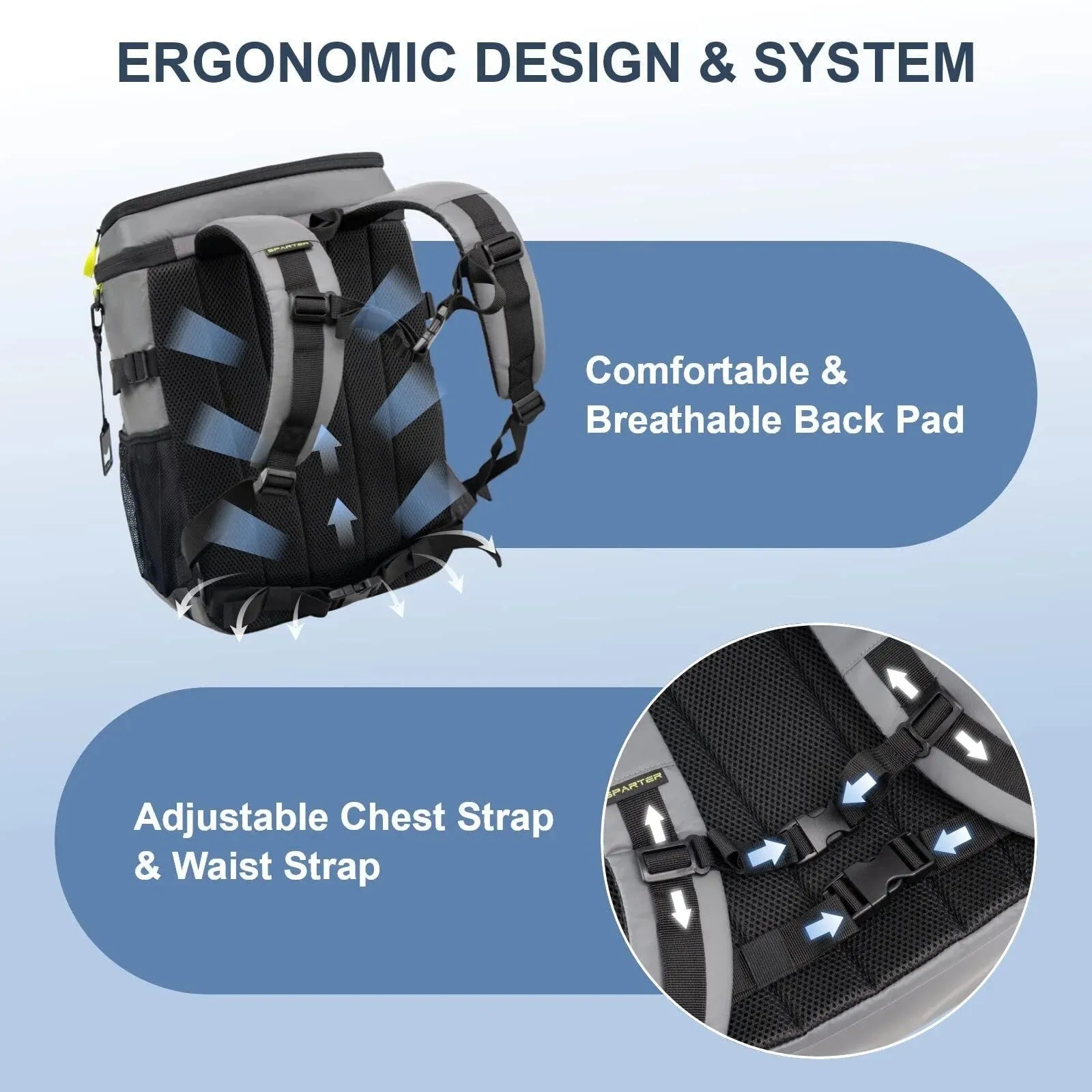 Insulated Large Travel Backpack Cooler - Waterproof 45 Can Capacity with 2 Compartments for Beach & Camping Adventures