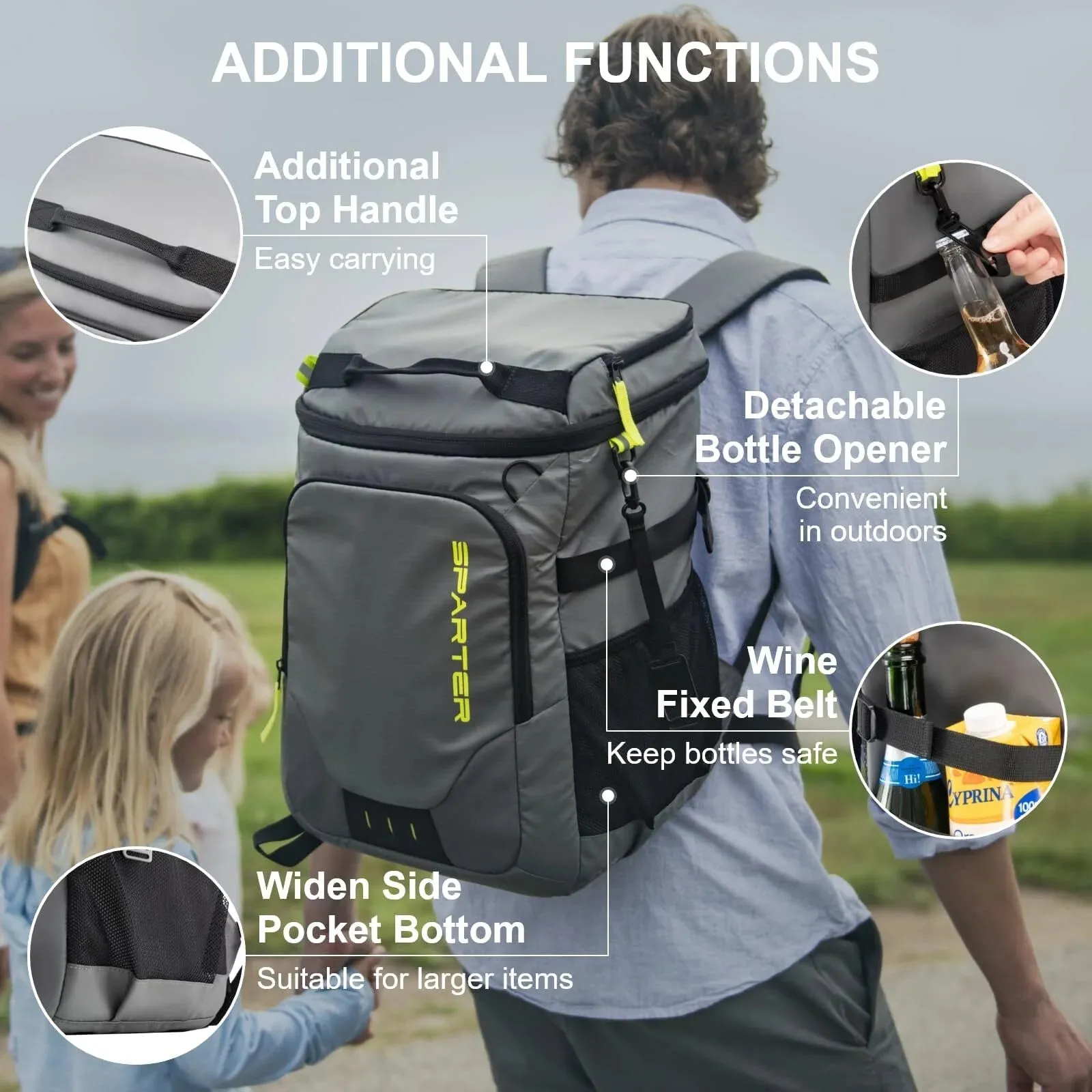 Insulated Large Travel Backpack Cooler - Waterproof 45 Can Capacity with 2 Compartments for Beach & Camping Adventures