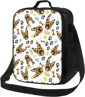 Insulated Lunch Bags for Women Men Work - German Shepherd Dog Squash Small Lunch Box for Women Men, Soft Cooler Bag Insulated, Adult Lunch Tote Bag with Adjustable Shoulder Strap