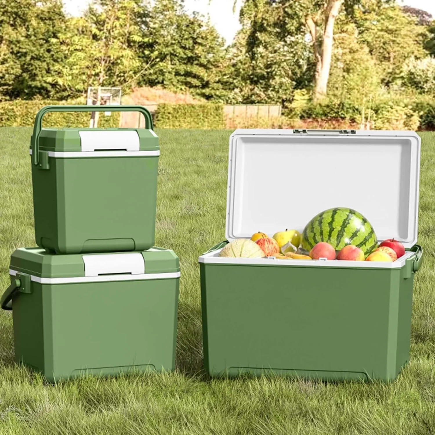 Insulated Portable Camping Coolers, Ice Retention Hard Cooler with Handle, Small Ice Chest Hard Food Storage for Beach, Camping, Sports