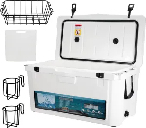 Insulated Portable Cooler with Heavy Duty Handles, Leak-Proof Outdoor Hard Cooler for Beach, Fishing, Camping, Tailgating, Sports