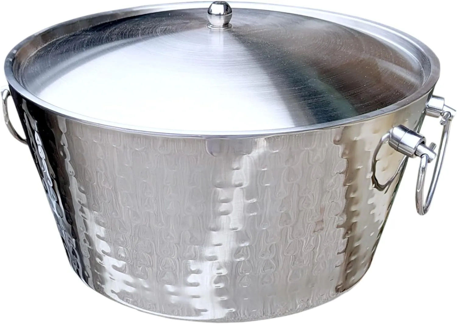 Insulated Stainless Steel Large Ice Bucket with Lid for Parties, Anchored Metal Ice & Beverage , Champagne Bucket for Extended Chill - 12-Quarts