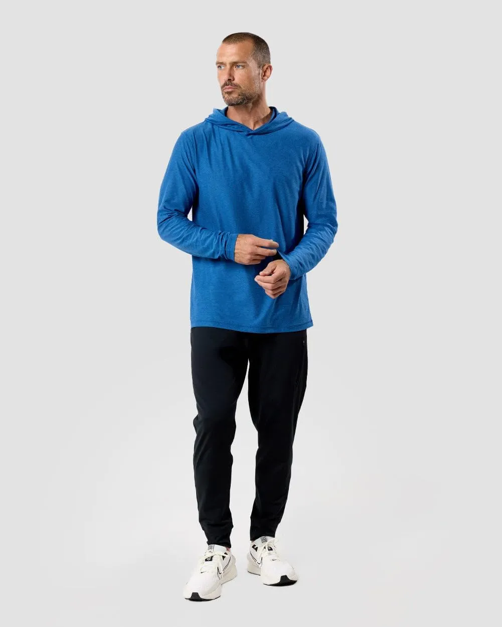 INTO THE AM Long Sleeve Active Hoodie S-4XL Lightweight Workout UPF 30  UV Sun Protection Hooded Fishing Shirts for Men