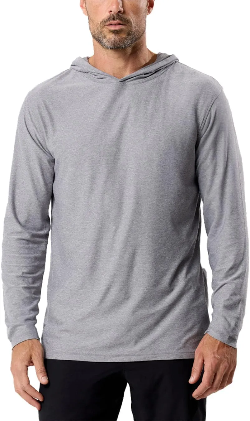INTO THE AM Long Sleeve Active Hoodie S-4XL Lightweight Workout UPF 30  UV Sun Protection Hooded Fishing Shirts for Men