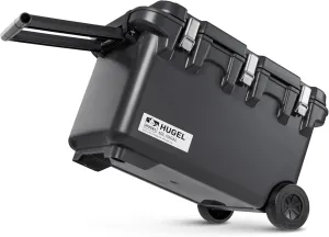 IRIS USA Hugel 64 QT Cooler with Wheels, Heavy Duty Metal Buckles, Portable Vacuum-Insulated Ice Chest, Built-in Handles, Durable Hard Cooler, Fishing Camping Boats Beach Road Trips, Gray