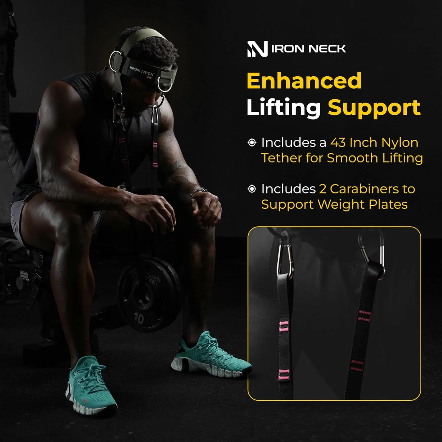 Iron Neck, Versatile Neck Exerciser, Strengthener and Trainer with Adjustable Head and Chin Strap, Portable Head Harness for Weight Lifting, Home and Gym Use
