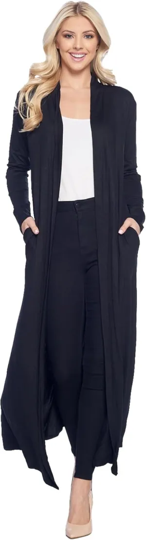 Isaac Liev Maxi Cardigan Duster Sweater – Women's Extra Long Open Front Full Length Lightweight Cardigans Dusters Sweaters