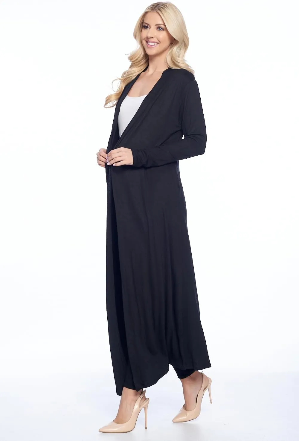 Isaac Liev Maxi Cardigan Duster Sweater – Women's Extra Long Open Front Full Length Lightweight Cardigans Dusters Sweaters