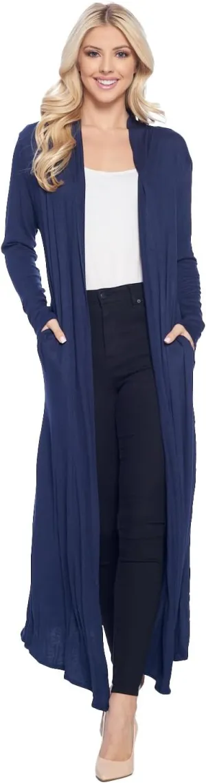 Isaac Liev Maxi Cardigan Duster Sweater – Women's Extra Long Open Front Full Length Lightweight Cardigans Dusters Sweaters