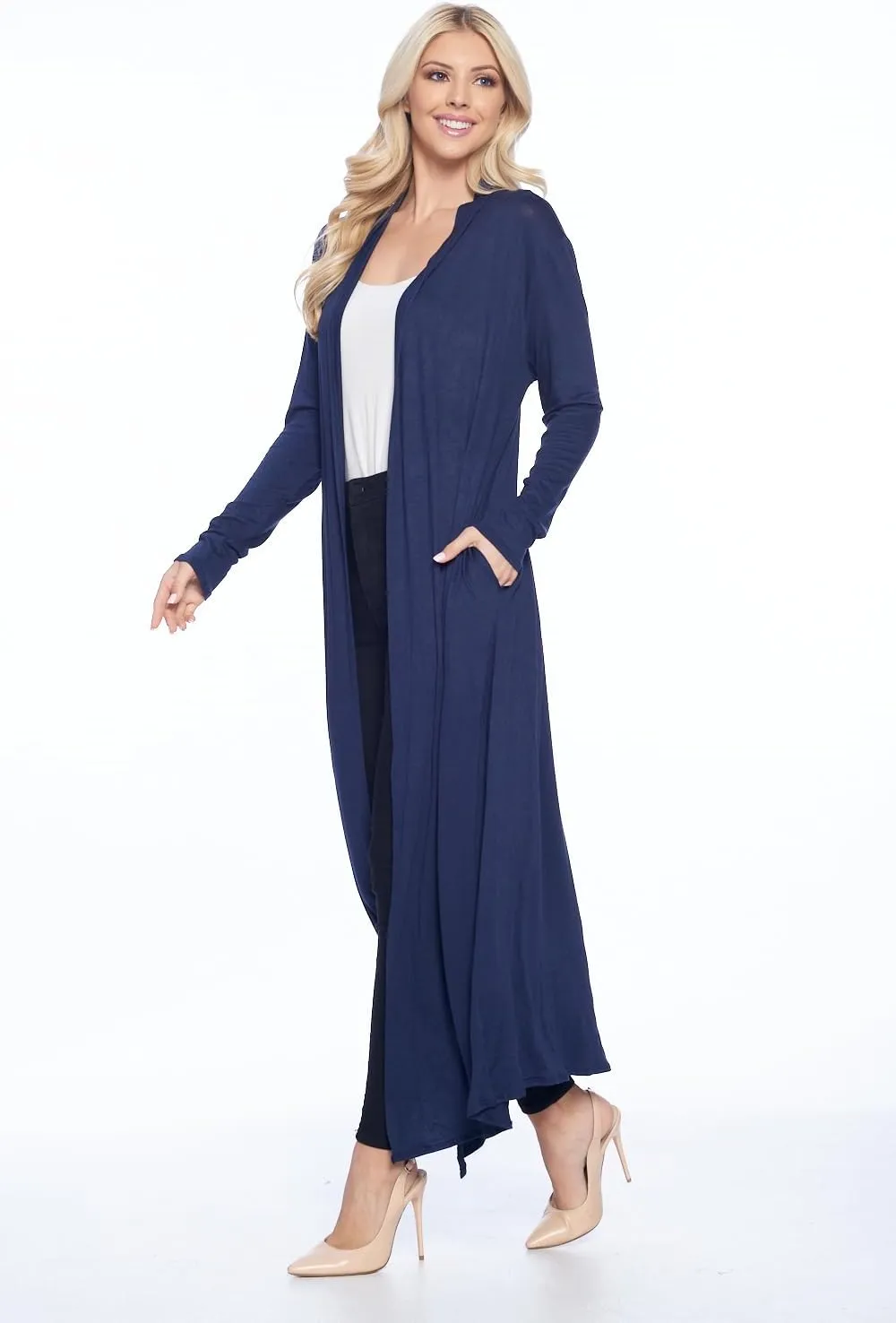 Isaac Liev Maxi Cardigan Duster Sweater – Women's Extra Long Open Front Full Length Lightweight Cardigans Dusters Sweaters