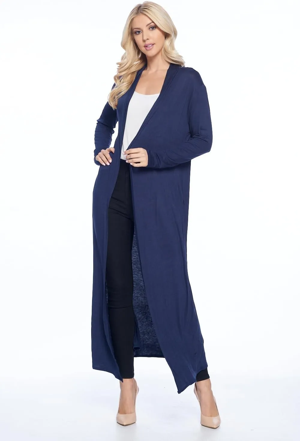 Isaac Liev Maxi Cardigan Duster Sweater – Women's Extra Long Open Front Full Length Lightweight Cardigans Dusters Sweaters