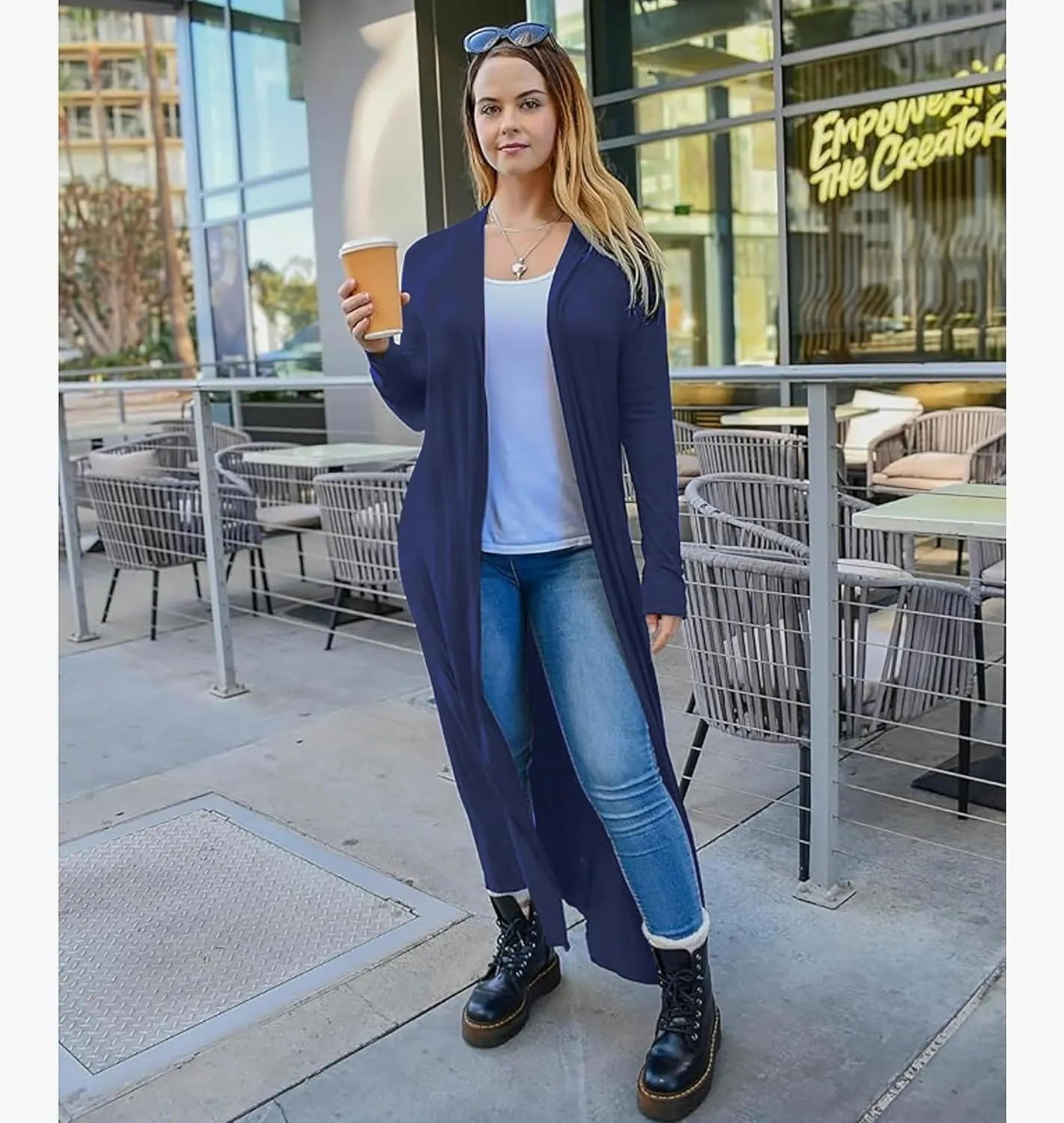Isaac Liev Maxi Cardigan Duster Sweater – Women's Extra Long Open Front Full Length Lightweight Cardigans Dusters Sweaters