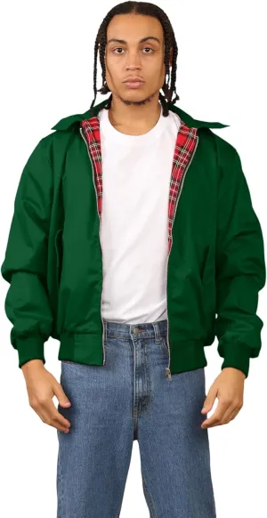 Janisramone® Classic Zip UP Men's Harrington Jacket, 1970 s Retro Vintage Bomber Jacket, Men Lightweight Jacket for Fall