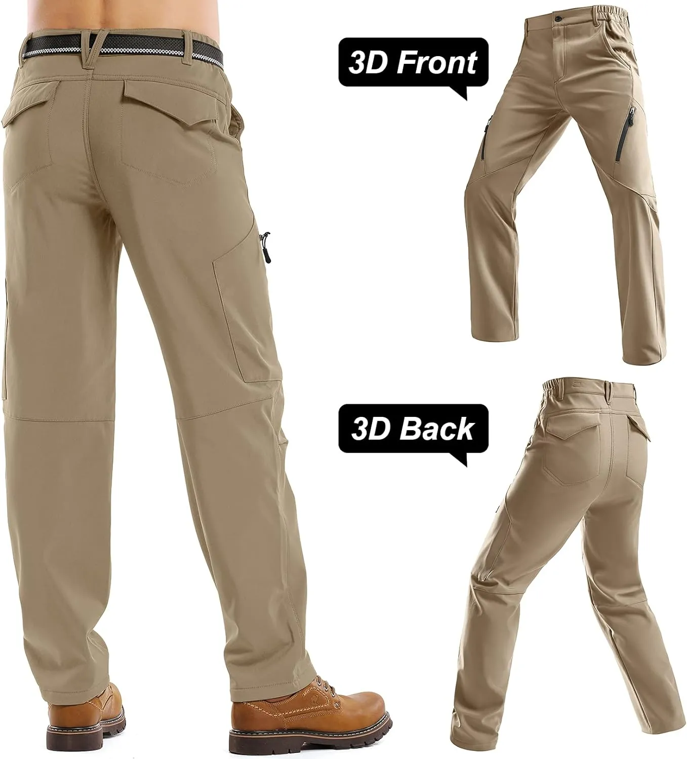 Jessie Kidden Mens Waterproof Hiking Pants, Outdoor Snow Ski Fishing Fleece Lined Insulated Soft Shell Winter Pants
