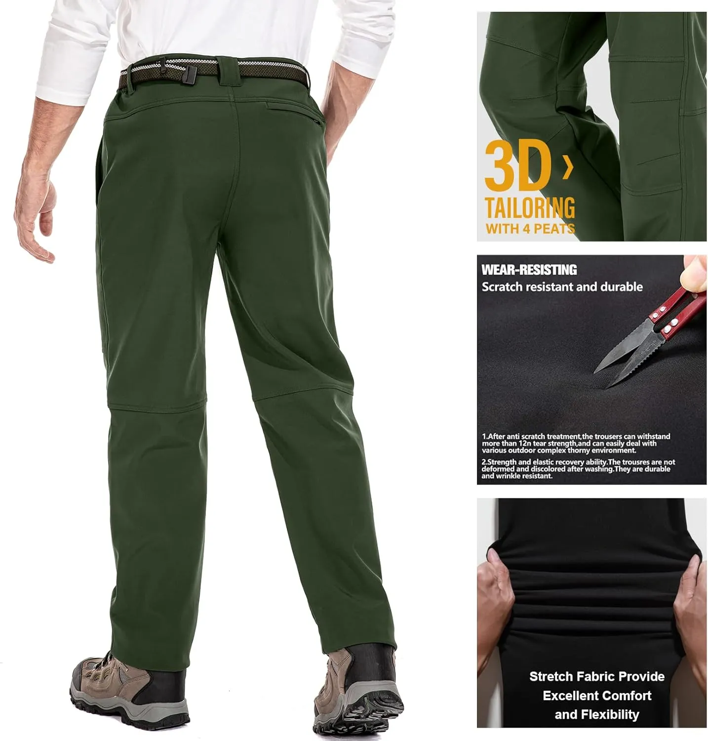 Jessie Kidden Mens Waterproof Hiking Pants Outdoor Snow Ski Fishing Fleece Lined Insulated Winter Pants