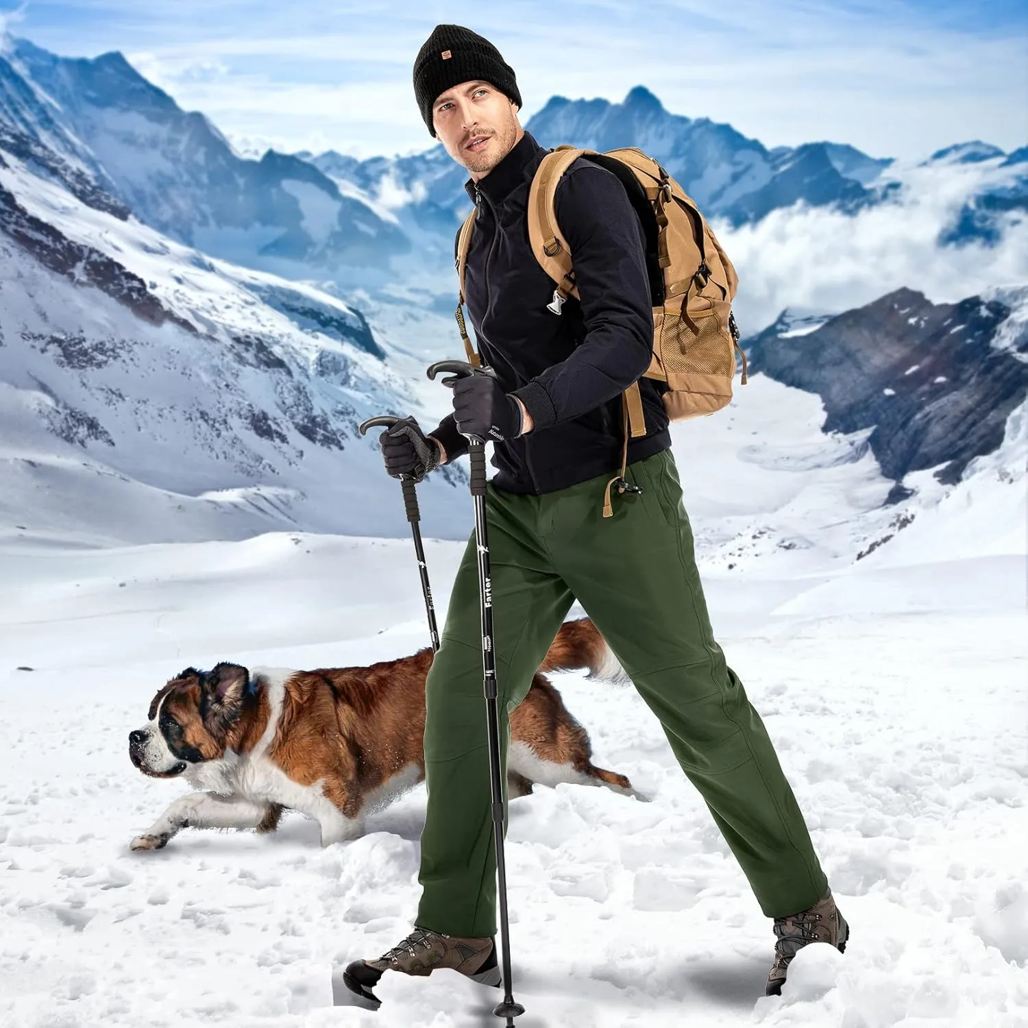 Jessie Kidden Mens Waterproof Hiking Pants Outdoor Snow Ski Fishing Fleece Lined Insulated Winter Pants