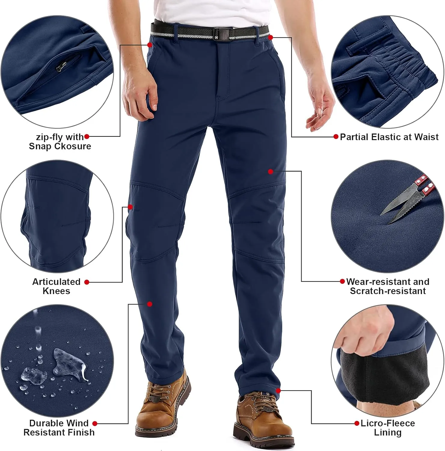 Jessie Kidden Mens Waterproof Hiking Pants Outdoor Snow Ski Fishing Fleece Lined Insulated Winter Pants