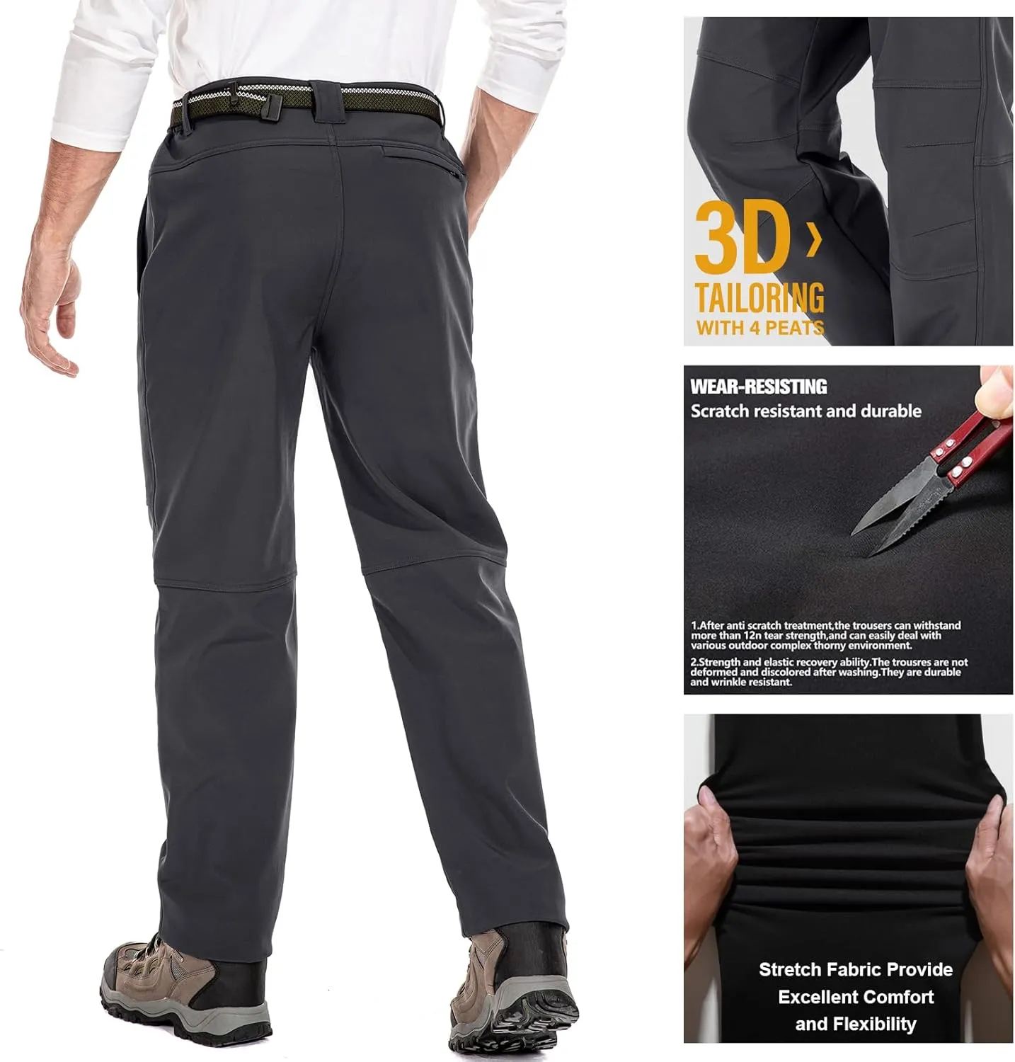 Jessie Kidden Mens Waterproof Hiking Pants Outdoor Snow Ski Fishing Fleece Lined Insulated Winter Pants