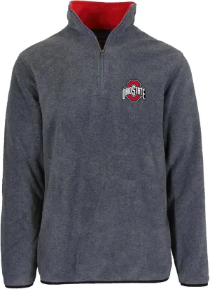 JH DESIGN Men's Ohio State Buckeyes Quarter Zip Fleece Pullover Long Sleeve Shirt