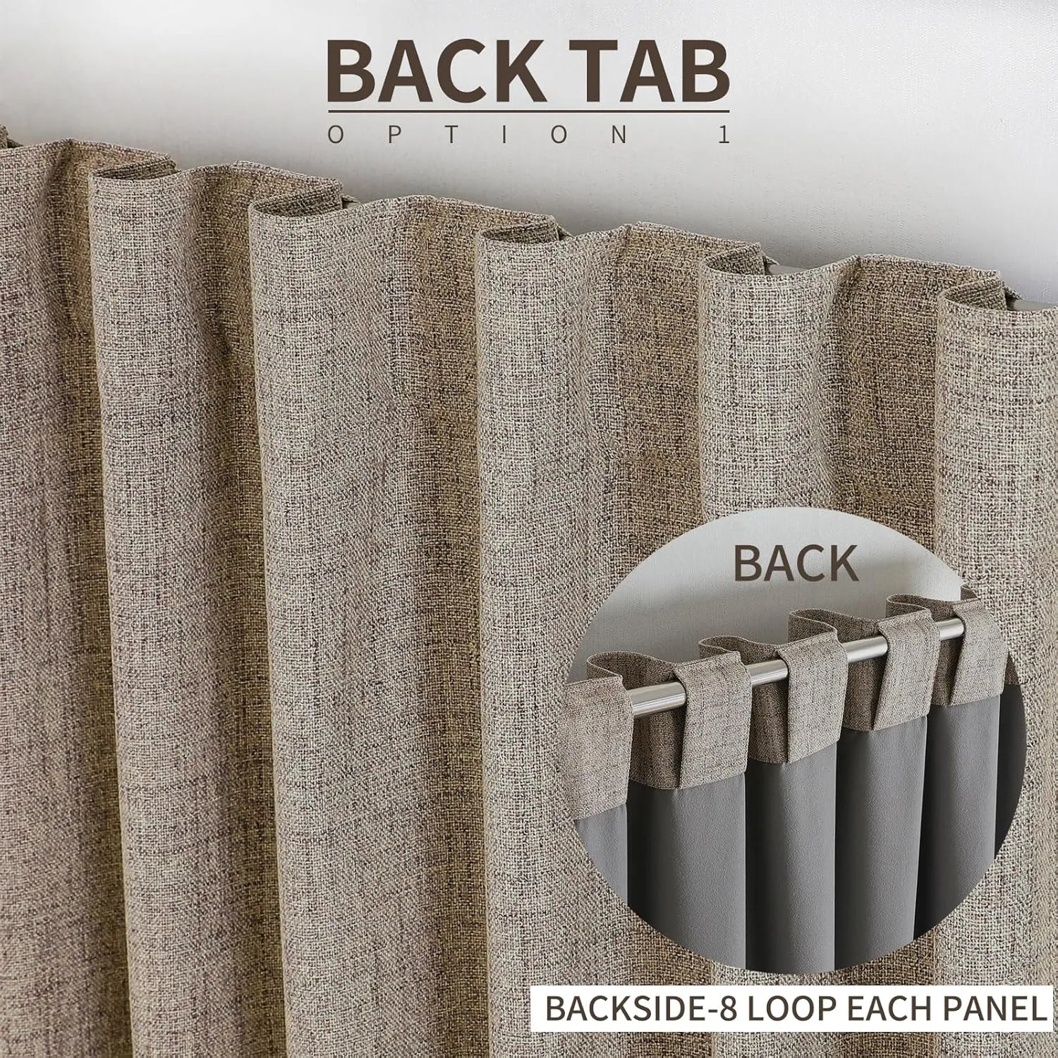 Joydeco Blackout Linen Curtains 96 inches Long 100% Blackout Drapes 95 inch Length 2 Panels Set for Bedroom Living Room Darkening Curtain Thermal Insulated Backtab RodPocket(52x96inch Linen)