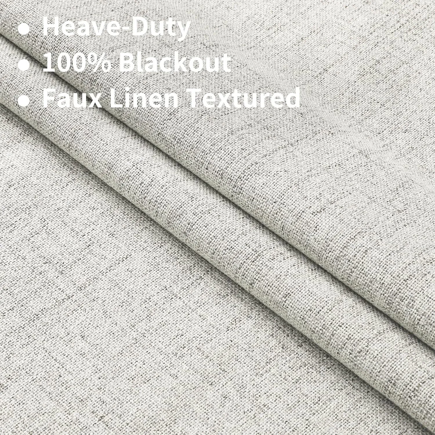 Joydeco Linen Curtains 96 inches Long 100% Blackout Drapes 95 inch Length 2 Panels Set for Bedroom Living Room Black Out Darkening Curtain Thermal Insulated Back tab Rod Pocket(52x96 inch,Light Beige)
