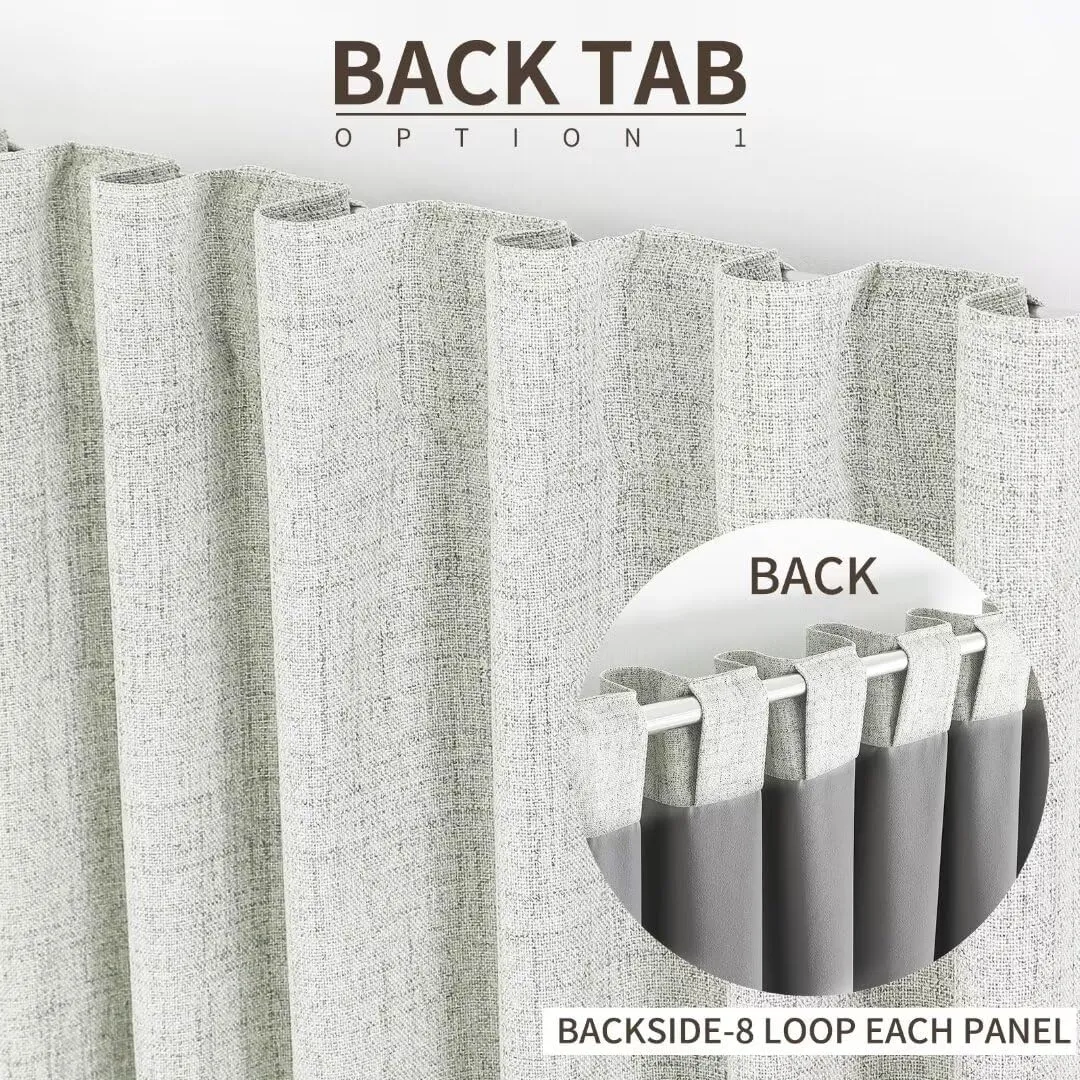 Joydeco Linen Curtains 96 inches Long 100% Blackout Drapes 95 inch Length 2 Panels Set for Bedroom Living Room Black Out Darkening Curtain Thermal Insulated Back tab Rod Pocket(52x96 inch,Light Beige)