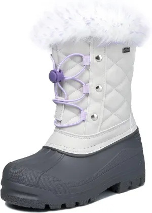 K KomForme Boys & Girls Snow Boots Insulated Fur Lined Warm Anti-Slip Waterproof Winter Boot (Toddler/Little Kid/Big Kid)