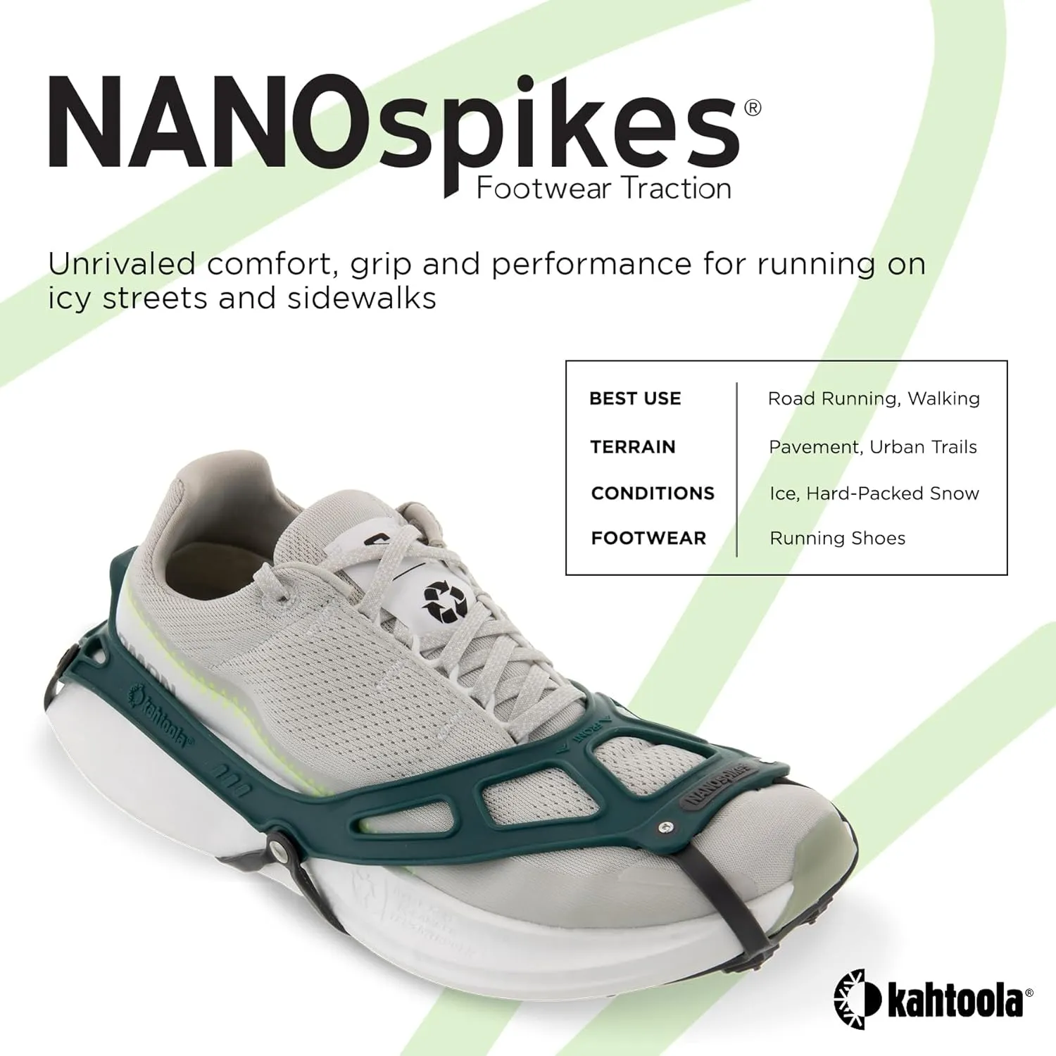 Kahtoola NANOspikes Footwear Traction for Icy Winter Road Running & Walking
