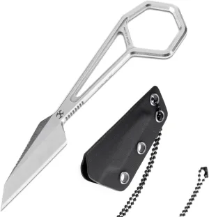 KANSEPT Hex Compact Fixed Blade, Wharncliffe Blade Neck Knife, Utility Knife with Stonewashed 14C28N Blade and Handle, Kydex Sheath, Ostap Hel Design G001A1