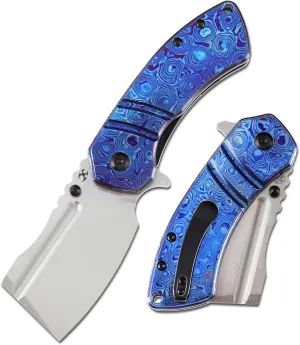 KANSEPT M  Korvid Pocket Folding Knives Pocket Knife 3.07''Stonewashed CPM S35VN Blade,Timascus Handle,Cleaver Pocket Folding Knife for Everyday Carry K2030C1U
