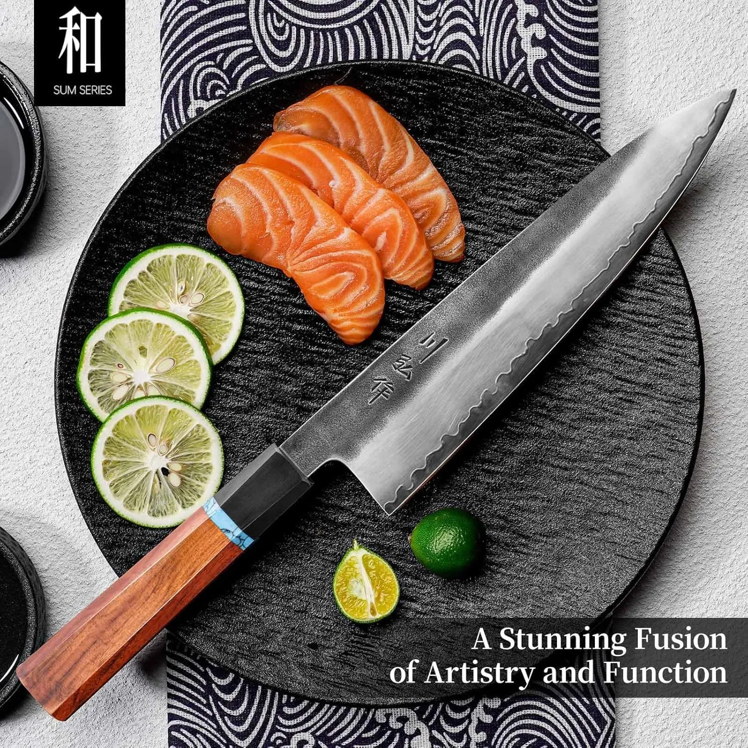 KAWAHIRO Japanese Hand Forging Chef Knife, Professional Handcrafted 8 inch Kitchen Knife, 3 Layers Japan VG10 Super High Carbon Steel Chef's Knife, Ergonomic Handle Grip and Gift Wood Box