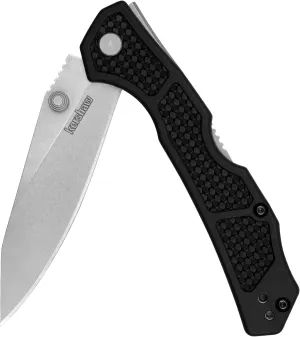 Kershaw Cargo Mid Lock Folding Pocket Knife, Every Day Carry Knife with 3.25 inch D2 Stainless Steel Blade, Mid-Lock, Deep Carry Pocketclip, Black Handle with Grey Stonewashed Finish Blade