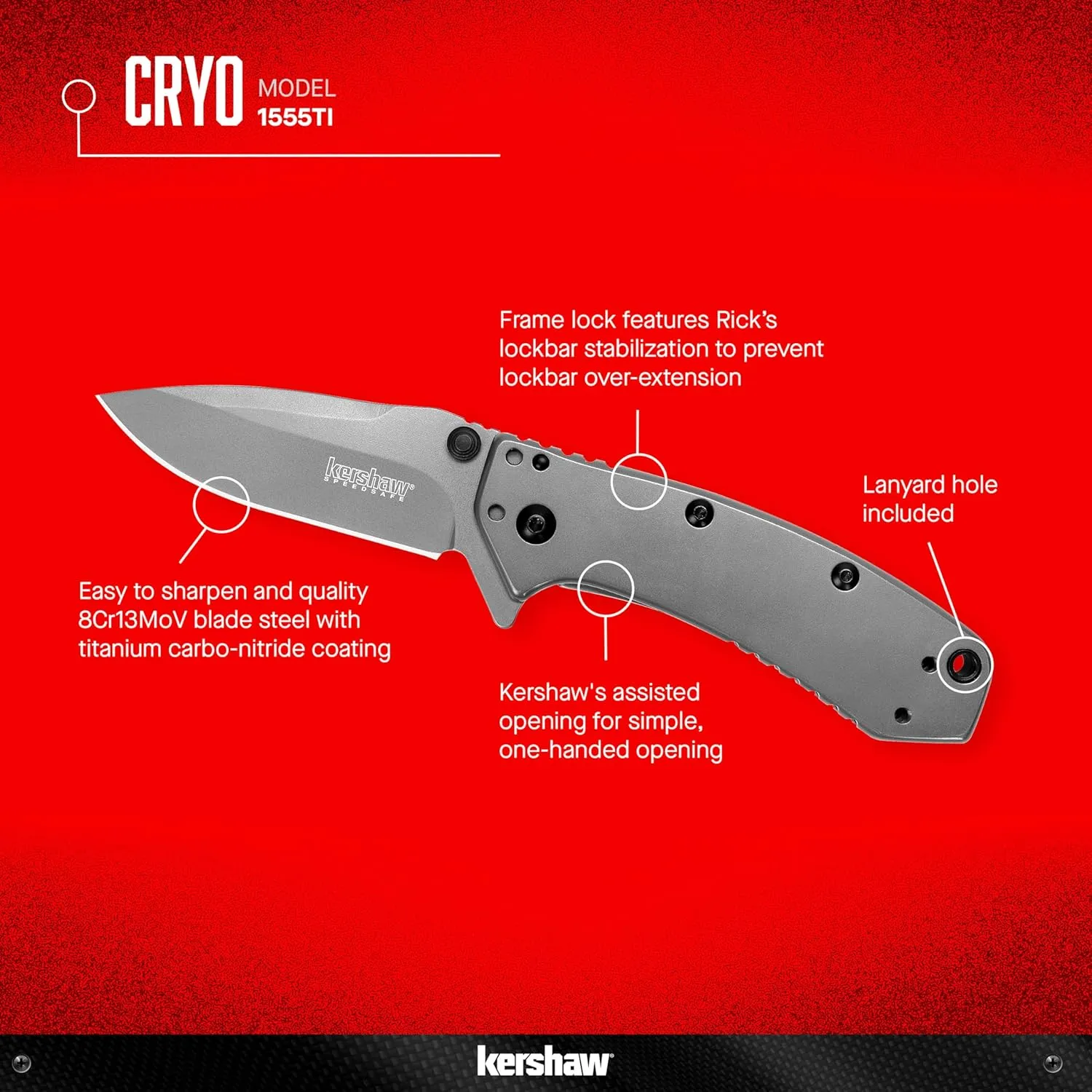 Kershaw Cryo Pocket Knife, EDC Knife with Speedsafe Assisted Opening, 2.75 Inch Stainless Steel Blade, Multiple Styles