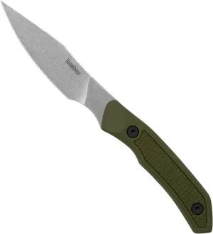 Kershaw Deschutes Caper Hunting Knife, Sharp D2 Stainless Steel Blade, Full Tang Fixed Blade for Caping, Olive Handle with Rubber Overlay, Includes Sheath and Removable Belt Strap