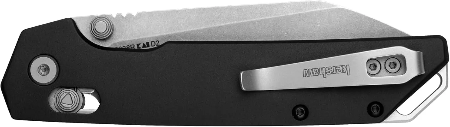Kershaw Iridium Reverse Tanto Folding Pocket Knife, Sleek 3.4 inch D2 Steel Blade, DuraLock Locking Mechanism, Aluminum Handle, Designed in the USA