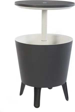 Keter Modern Cool Bar Outdoor Patio Furniture and Hot Tub Side Table with 7.5 Gallon Beer and Wine Cooler, Dark Grey