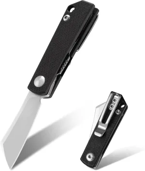 KeyUnity KK10XS Folding Pocket Knife with Liner Lock, Pocket Clip for Everyday Carry (Black)