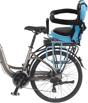 Kids Bike Seat Rear Mount Baby Bicycle Seat Cushion with Safety Belt & Footrest Brackets & U-shaped Guardrails,Toddler Child Saddle Seat Rear Safety Carrier Seat for Folding Bike,Mountain Bike